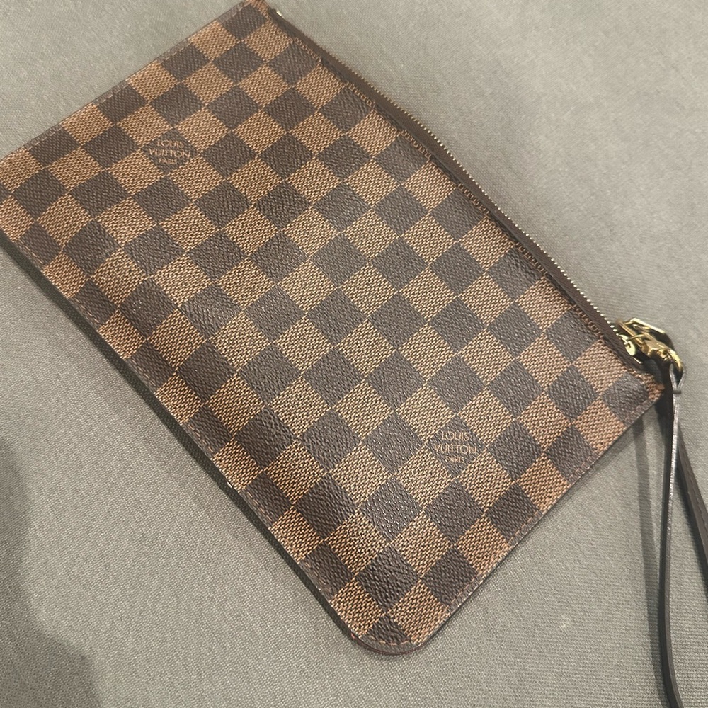 Louis Vuitton Brown and Gold Zippered Pouch